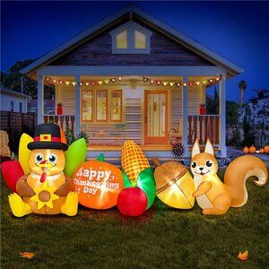 8FT Thanksgiving Inflatables Outdoor Decoration Inflatable Turkey Squirrel